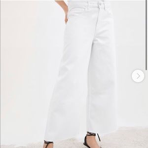 white zara denim white flared crop culotte